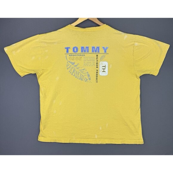 Vintage Y2K Tommy Hilfiger Jeans THJ324 Yellow Shirt Streetwear Hype Faded XL - Picture 1 of 16
